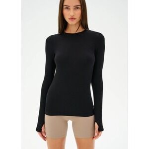 Splits59 Long Sleeve Top Womens Size M/L Black Raglan Sleeve Thumbholes